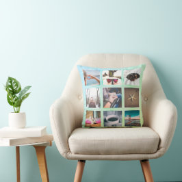 Custom Boho 9 Foto Collage Instagram Pillow Kissen