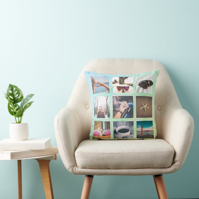 Custom Boho 9 Foto Collage Instagram Pillow Kissen (Stuhl )