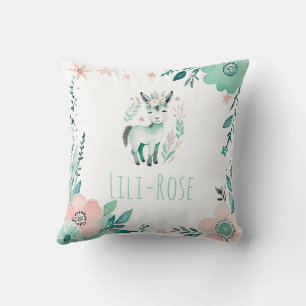 Custom Boho Baby Donkey Pillow Pastel Green Kissen