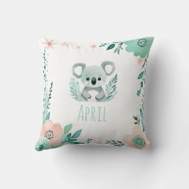 Custom Boho Baby Koala Pillow Pastel Green Kissen