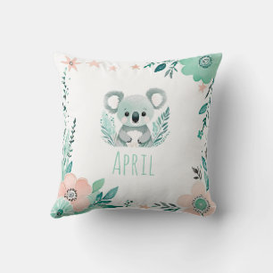Custom Boho Baby Koala Pillow Pastel Green Kissen