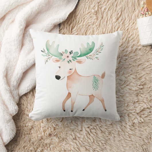 Custom Boho Baby Moose Pillow Pastell Green Kissen (Decke)