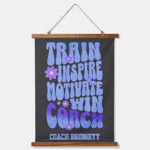 Custom Boho Best Coach Train Inspirier Motivation  Wandteppich Mit Holzrahmen
