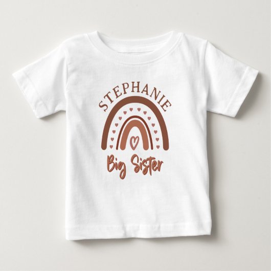 Custom Boho Big Sister Rainbow Matching Geschwiste Baby T-shirt (Vorderseite)