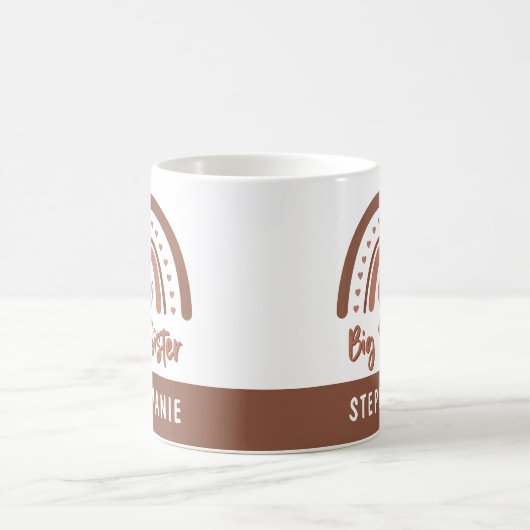Custom Boho Big Sister Rainbow Matching Geschwiste Kaffeetasse (Mittel)