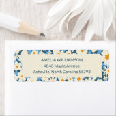 Custom Boho Blue White Floral Rücksendeadresse (Insitu)