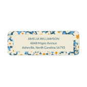 Custom Boho Blue White Floral Rücksendeadresse (Vorne)