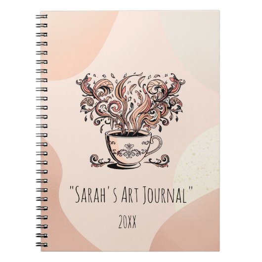 Custom Boho Botanical Coffee Art Spiral Journal Notizblock (Vorderseite)