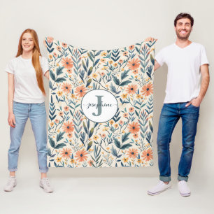 Custom Boho botanischer Blumengarten Fleece Blanke