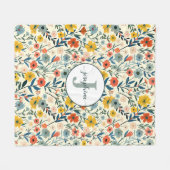 Custom Boho botanischer Blumengarten Fleece Blanke (Vorderseite (Horizontal))