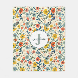 Custom Boho botanischer Blumengarten Fleece Blanke