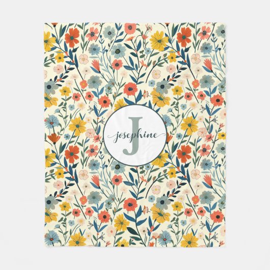 Custom Boho botanischer Blumengarten Fleece Blanke (Vorderseite)