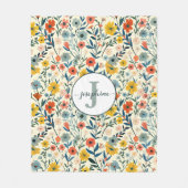 Custom Boho botanischer Blumengarten Fleece Blanke (Vorderseite)