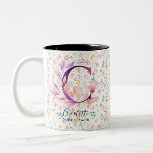 Custom Boho Chic Floral Monogram Tasse - C (Links)
