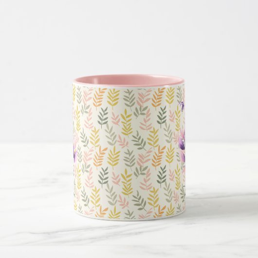 Custom Boho Chic Floral Monogram Tasse - I (Zentrum)