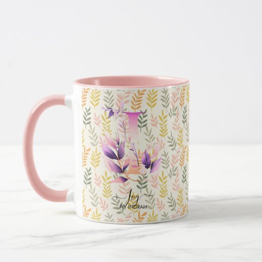 Custom Boho Chic Floral Monogram Tasse - I (Links)