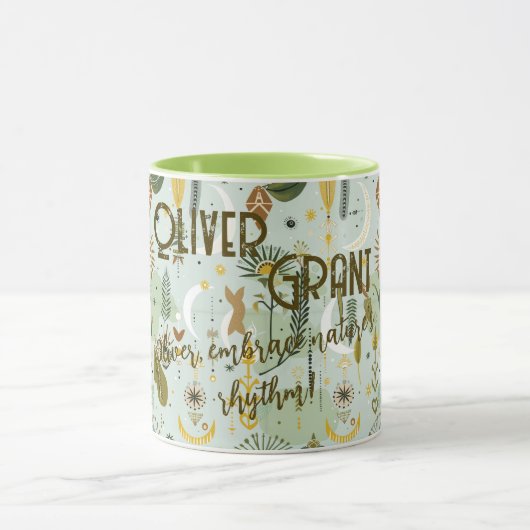 Custom Boho Chic Nature Tasse - Personalisierter N (Zentrum)