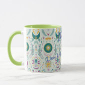 Custom Boho Chic Tasse mit Blumendesign und Moon D (Links)