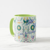 Custom Boho Chic Tasse mit Blumendesign und Moon D (Vorderseite Links)