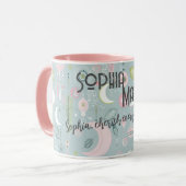 Custom Boho Chic Tasse mit Dreamy Celestial Design (Vorderseite Links)