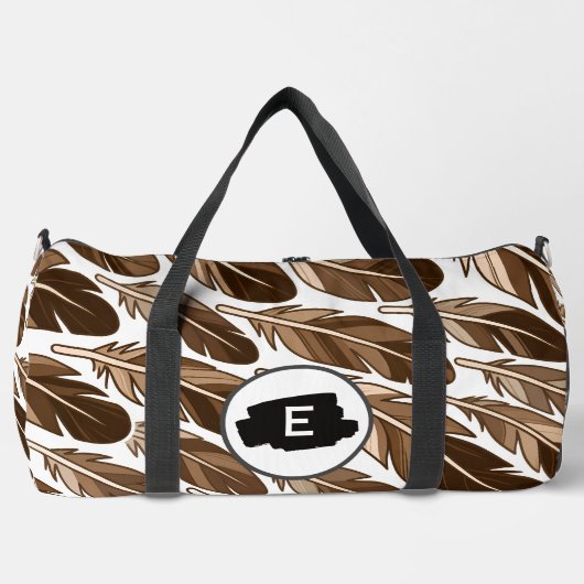 Custom Boho Feather Monogram Large Duffel Bag Duffle Bag (Vorderseite)
