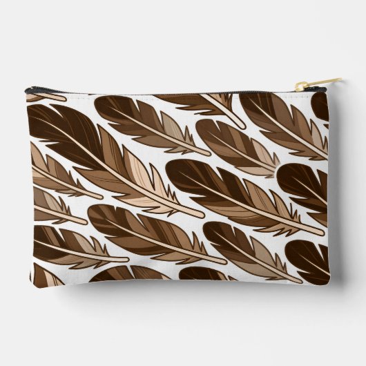 Custom Boho Feather Monogram Small Accessory Pouch Zubehörtasche (Rückseite)