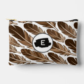 Custom Boho Feather Monogram Small Accessory Pouch Zubehörtasche (Vorderseite)