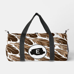 Custom Boho Feather Monogram Small Duffel Bag Duffle Bag
