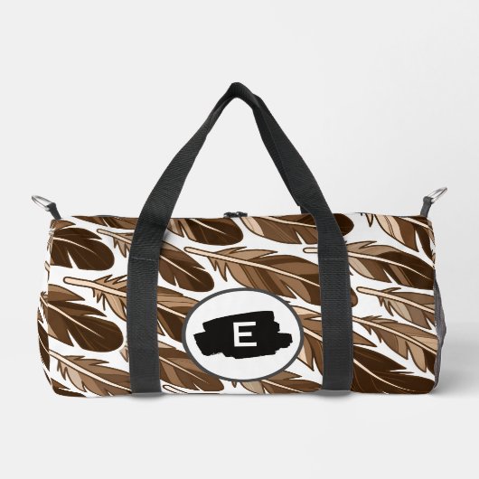 Custom Boho Feather Monogram Small Duffel Bag Duffle Bag (Vorderseite)