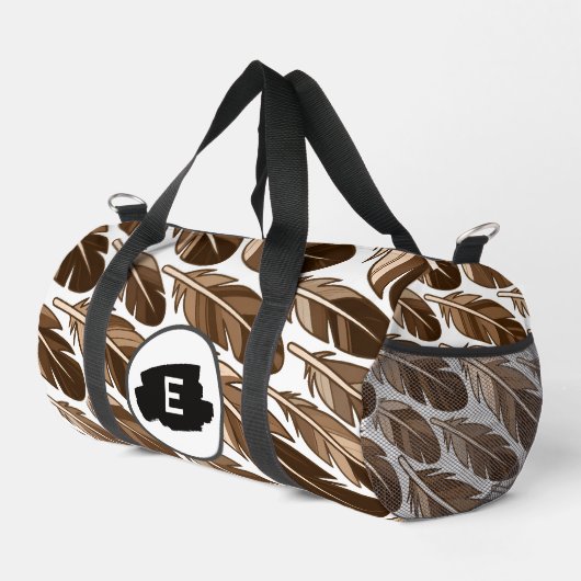 Custom Boho Feather Monogram Small Duffel Bag Duffle Bag (Rechte Ecke)