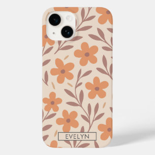Custom Boho Floral Delicate Peach Creme Niedlicher Case-Mate iPhone 14 Hülle