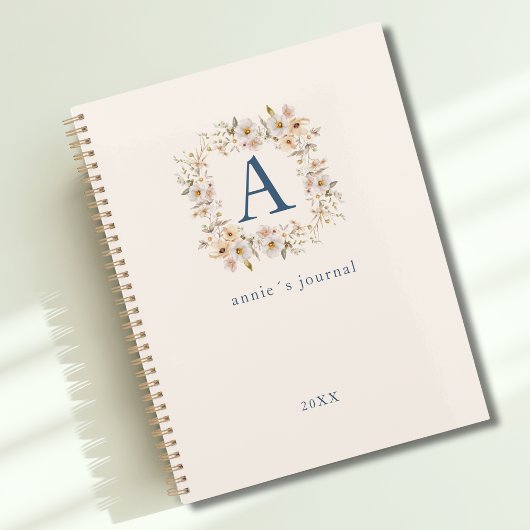 Custom Boho Floral Monogram Beige Planer
