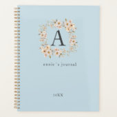 Custom Boho Floral Monogram Blue Planer (Vorderseite)