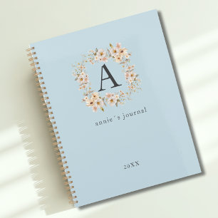 Custom Boho Floral Monogram Blue Planer