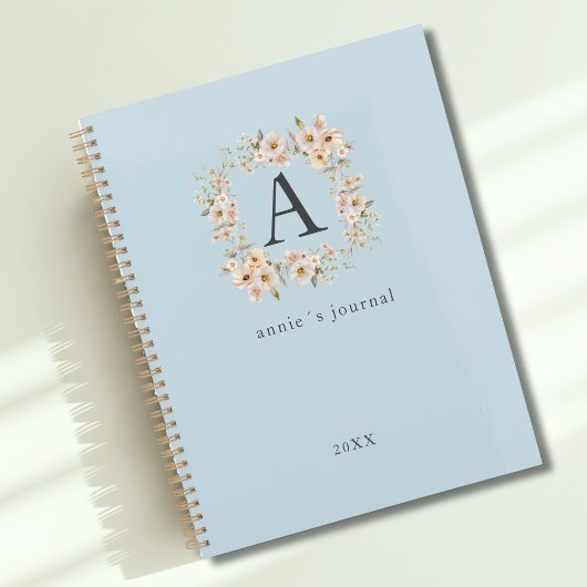 Custom Boho Floral Monogram Blue Planer