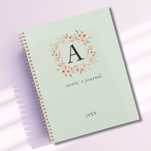 Custom Boho Floral Monogram Green Planer