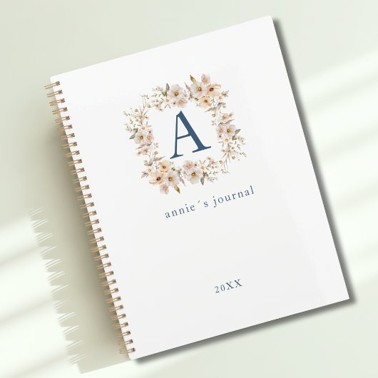 Custom Boho Floral Monogram White Planer