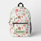 Custom Boho Florals Blume zurück zur Schule Bedruckter Rucksack (Vorderseite)
