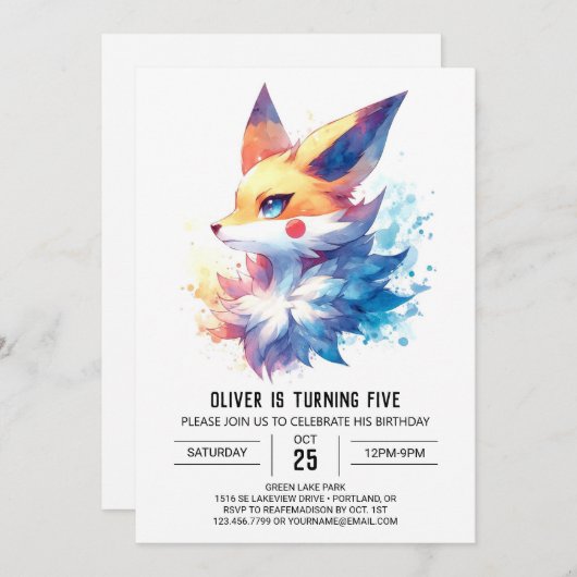 Custom Boho Fox Birthday Einladung (Vorne/Hinten)