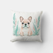 Custom Boho French Bulldog Pillow Pastell Green Kissen (Vorderseite)