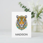 Custom Boho Hippie Floral Year of the Tiger  Postkarte (Stehend Vorderseite)