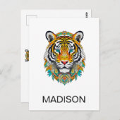 Custom Boho Hippie Floral Year of the Tiger Postkarte (Vorne/Hinten)