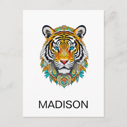 Custom Boho Hippie Floral Year of the Tiger Postkarte (Vorderseite)