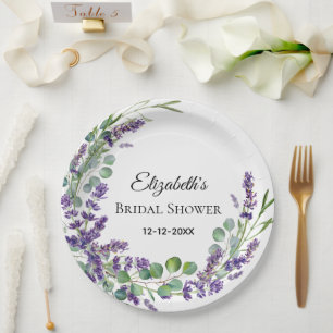 Custom Boho Lavender Eucalyptus Brautparty Pappteller