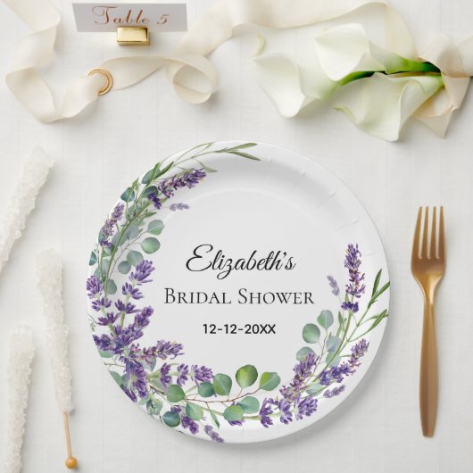 Custom Boho Lavender Eucalyptus Brautparty Pappteller (Hochzeit)