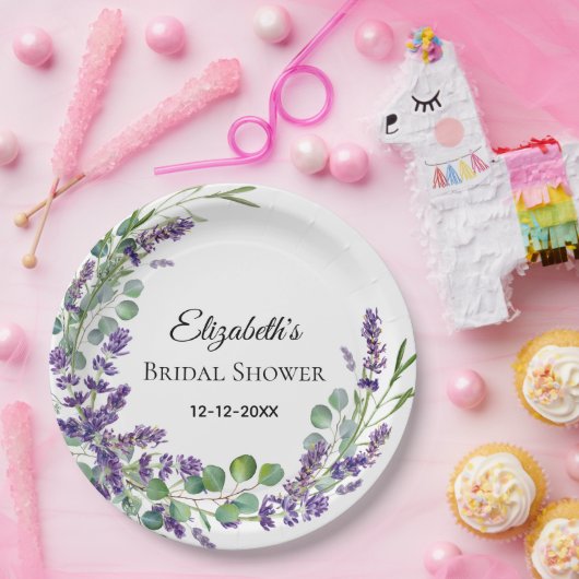 Custom Boho Lavender Eucalyptus Brautparty Pappteller (Party)