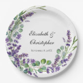 Custom Boho Lavender Eucalyptus Wedding Pappteller (Vorderseite)