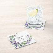 Custom Boho Lavender Eucalyptus Wedding Rechteckiger Pappuntersetzer (Vor Ort)