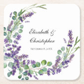 Custom Boho Lavender Eucalyptus Wedding Rechteckiger Pappuntersetzer (Vorderseite)