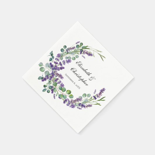 Custom Boho Lavender Eucalyptus Wedding Serviette (Ecke)